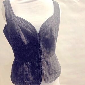 DEREK LAM Vintage Black Denim Peplum Vest